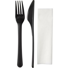 Příbor set (vidlička, nůž, ubrousek) (10ks)