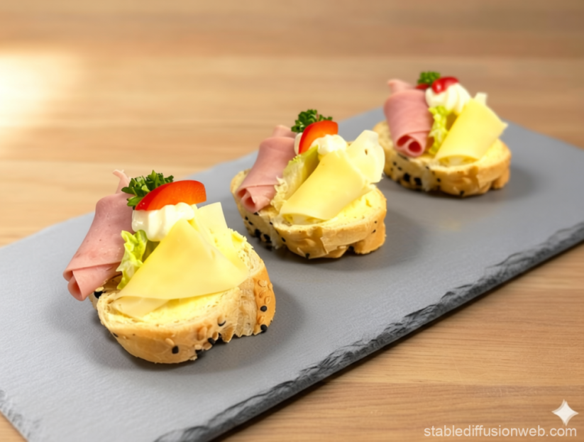 Mini chlebíčky šunka, sýr 630g (15 ks)