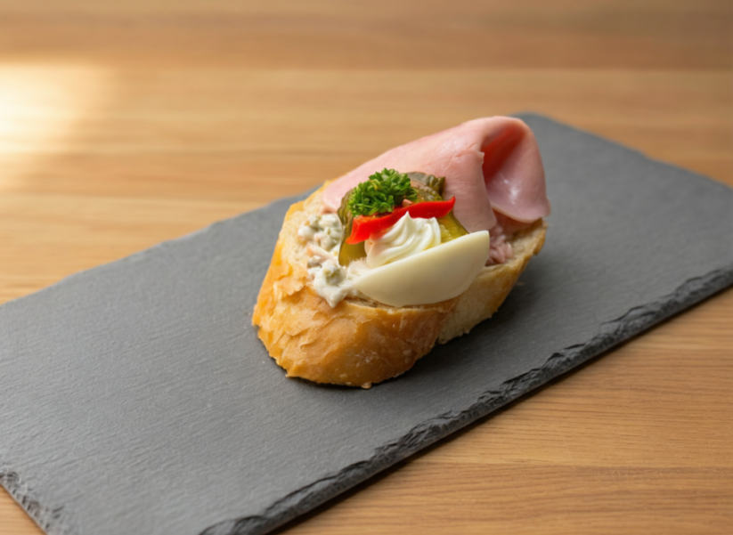 Pařížské chlebíčky šunkové s vejcem 1200g (10 ks)