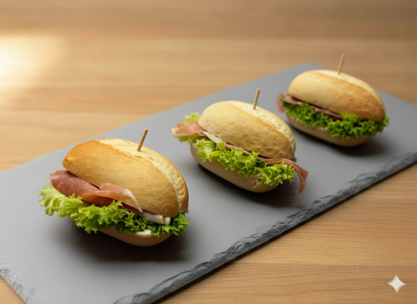 Mini bagetky se sušenou šunkou 900g (15 ks)