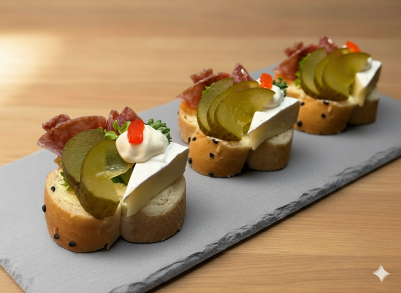 Mini chlebíčky salám, hermelín 600g (15 ks)