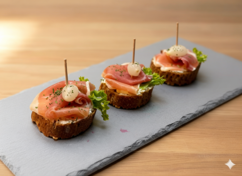 Kanapky se sušenou šunkou a cibulkou 525g (15 ks)