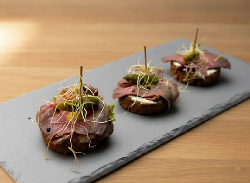 Kanapky s roastbeefem a okurkou cornichon 675g (15 ks)